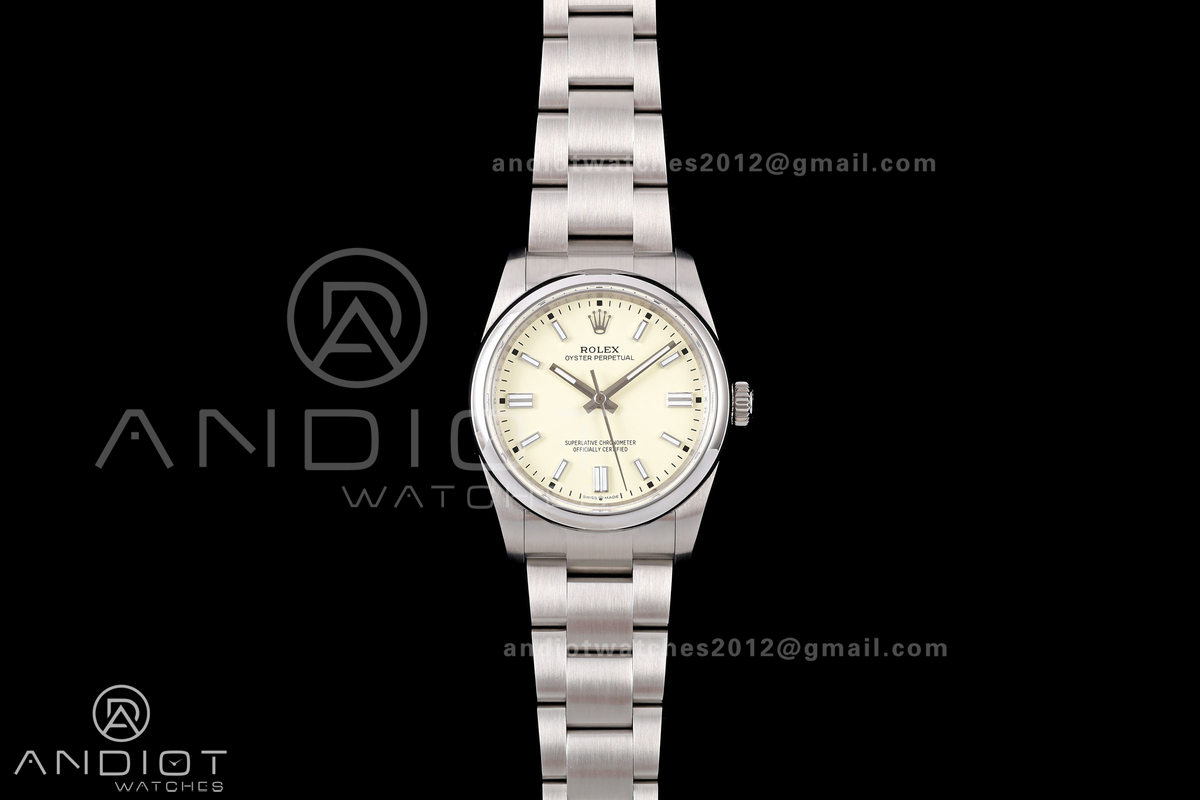 Oyster Perpetual 126000 36mm QF 1:1 Best Edition 904L Steel Light Yellow Dial JH3230 Free Sprung